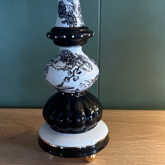Mud Pie Black and White Candle Holder with Gold Accents - Picture 4 of 5